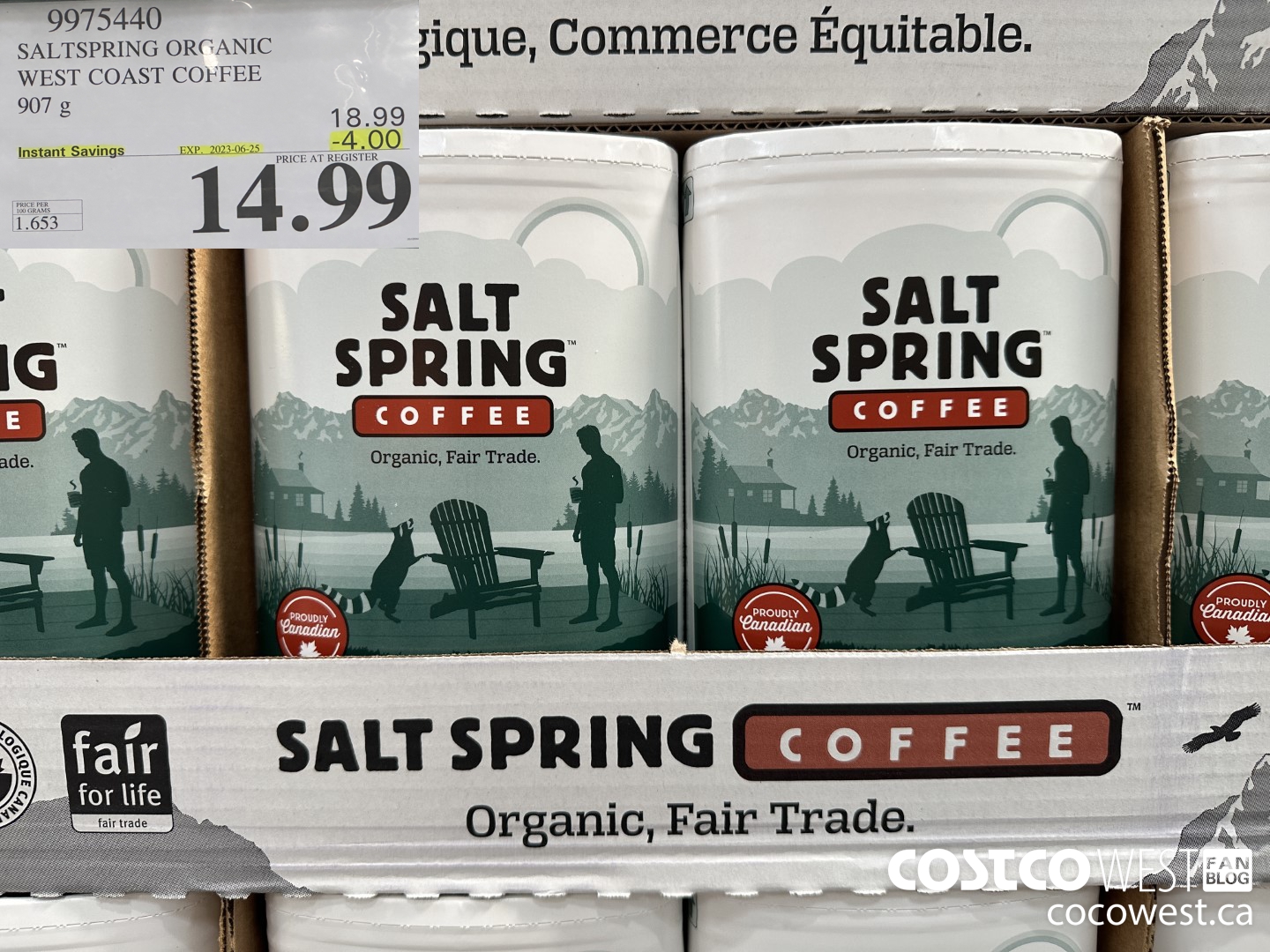 9975440 SALTSPRING COFFEE WEST COAST BLEND 907 G ($4.00 INSTANT SAVINGS EXPIRES ON 2023-06-25) $14.99