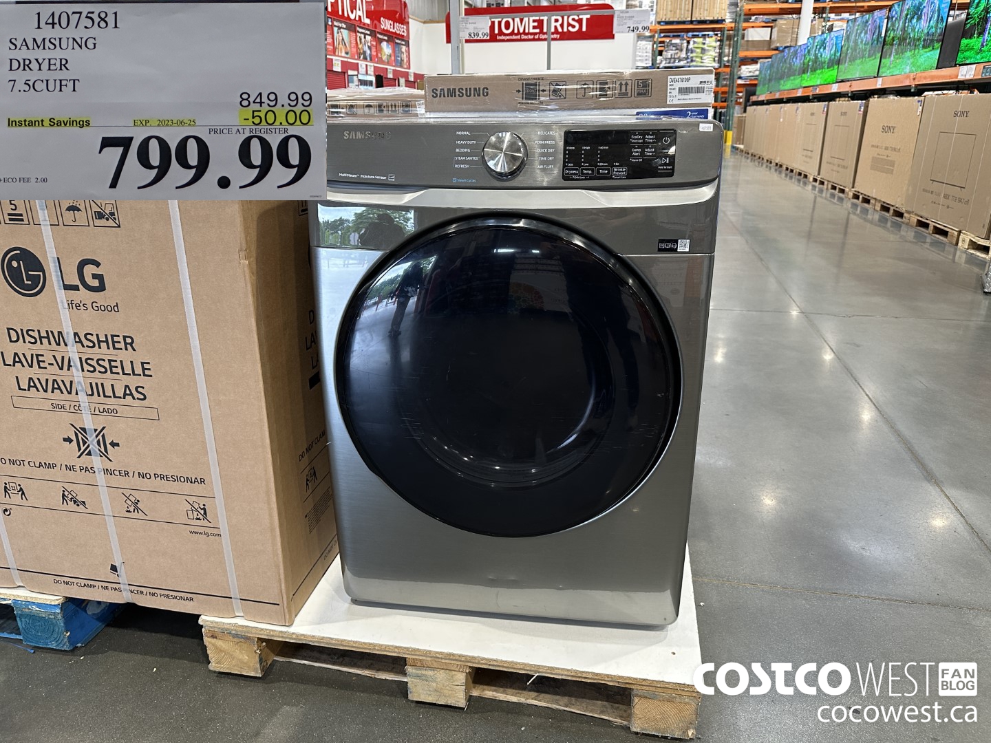 1407581 SAMSUNG DRYER 7.5CUFT ($50.00 INSTANT SAVINGS EXPIRES ON 2023-06-25) $799.99