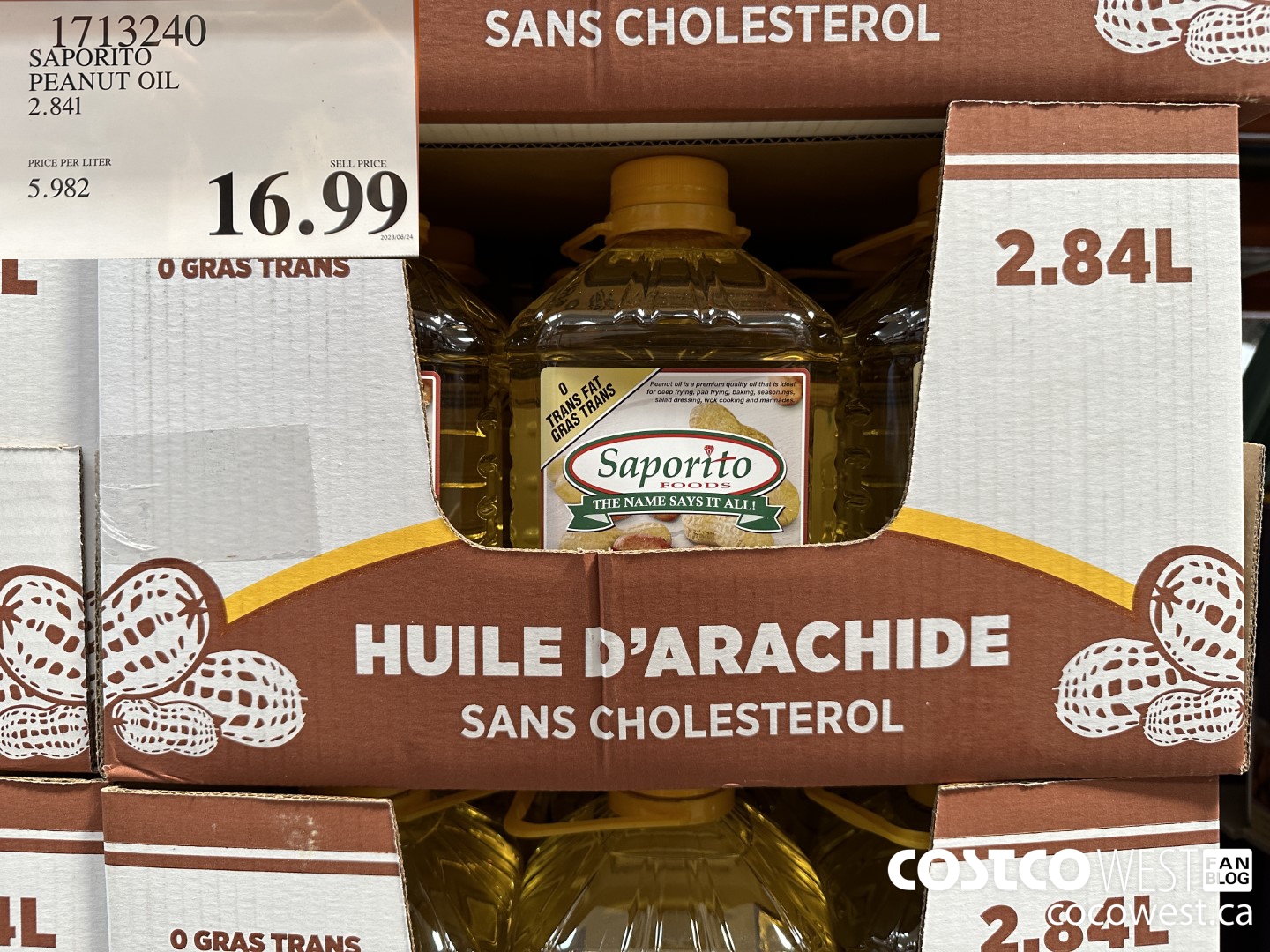 1713240 SAPORITO PEANUT OIL 2.84L $16.99