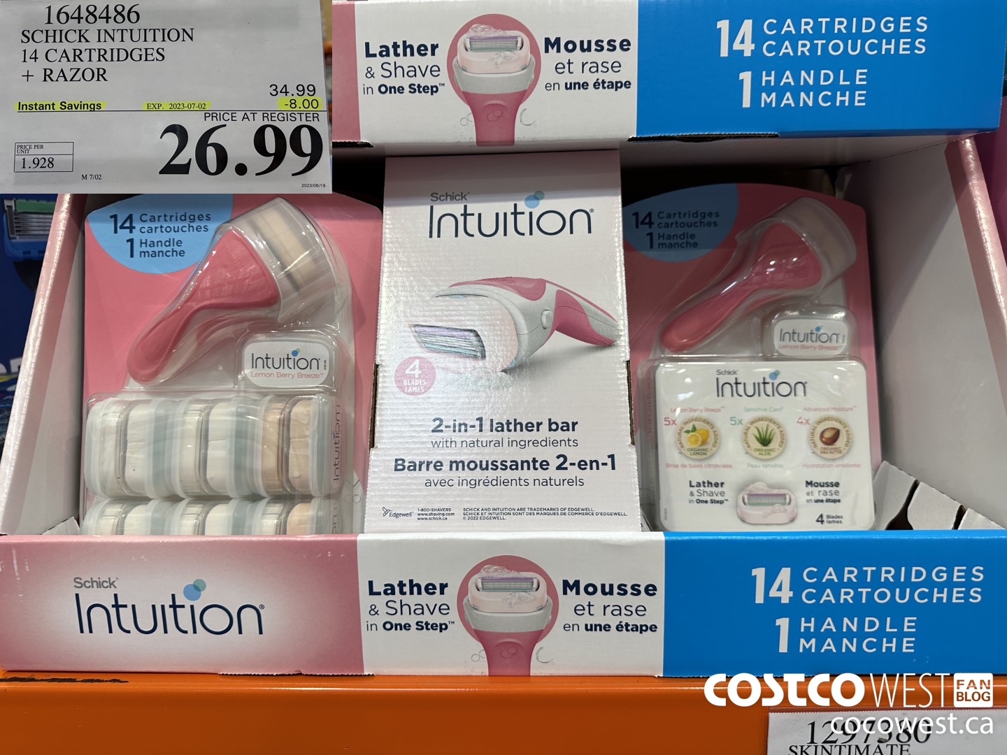 1648486 SCHICK INTUITION 14 CARTRIDGES + RAZOR ($8.00 INSTANT SAVINGS EXPIRES ON 2023-07-02) $26.99