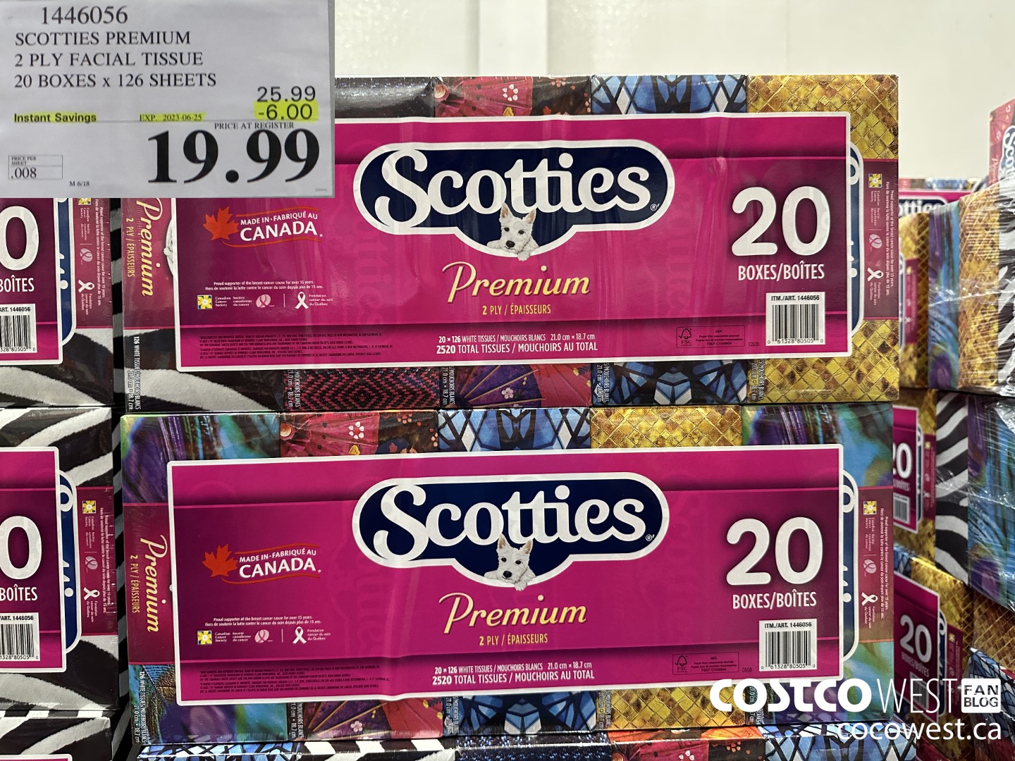 1446056 SCOTTIES PREMIUM 2 PLY FACIAL TISSUE 20 BOXES x 126 SHEETS ($6.00 INSTANT SAVINGS EXPIRES ON 2023-06-25) $19.99