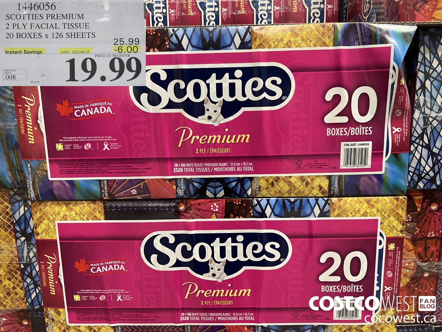 1446056 SCOTTIES PREMIUM 2 PLY FACIAL TISSUE 20 BOXES x 126 SHEETS ($6.00 INSTANT SAVINGS EXPIRES ON 2023-06-25) $19.99