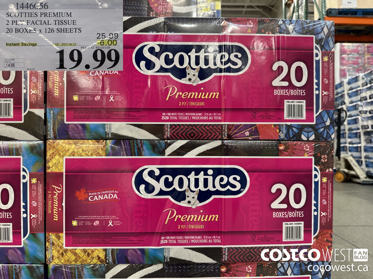 1446056 SCOTTIES PREMIUM 2 PLY FACIAL TISSUE 20 BOXES x 126 SHEETS ($6.00 INSTANT SAVINGS EXPIRES ON 2023-06-25) $19.99