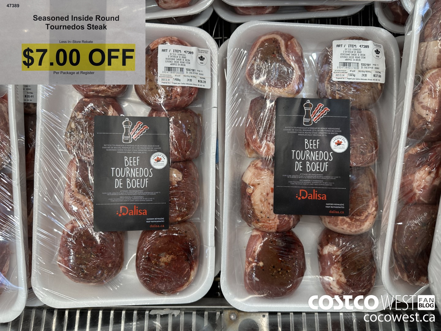 47389 SEASONED INSIDE ROUND TOURNEDOS STEAK ($7.00 INSTANT SAVINGS)