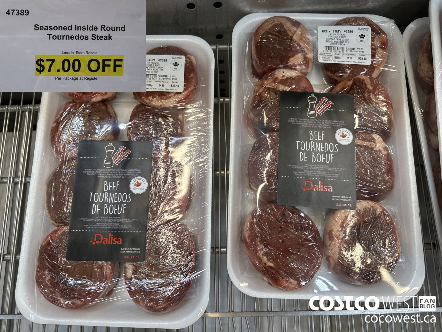 47389 SEASONED INSIDE ROUND TOURNEDOS STEAK ($7.00 INSTANT SAVINGS)