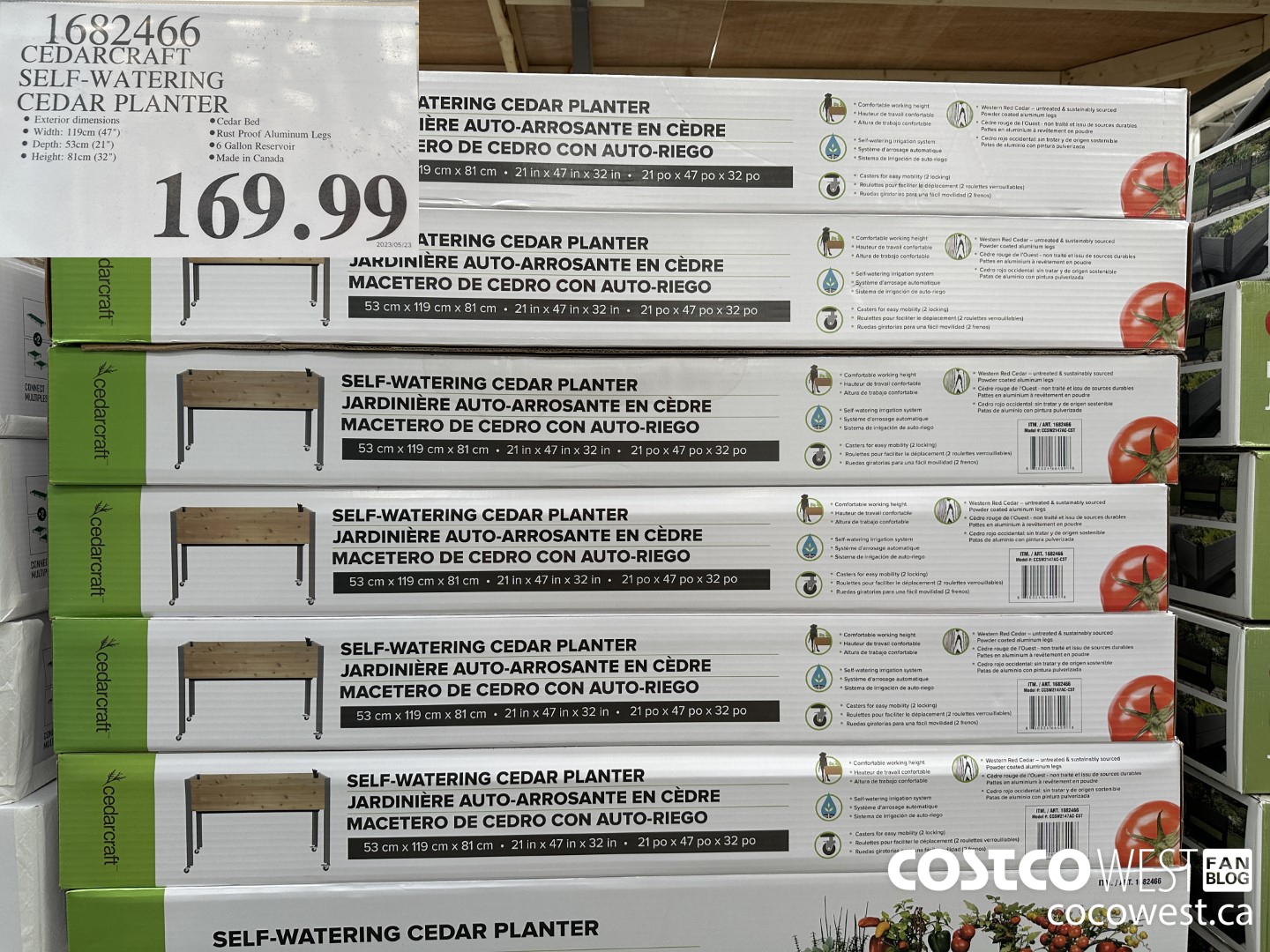 1682466 SELF-WATERING ELEVATED CEDAR PLANTER $169.99