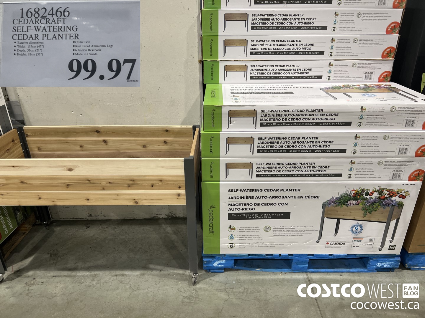 1682466 SELF-WATERING ELEVATED CEDAR PLANTER $99.97