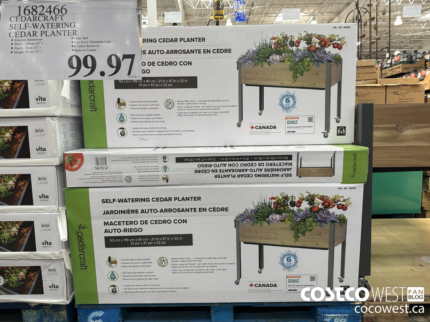 1682466 SELF-WATERING ELEVATED CEDAR PLANTER $99.97