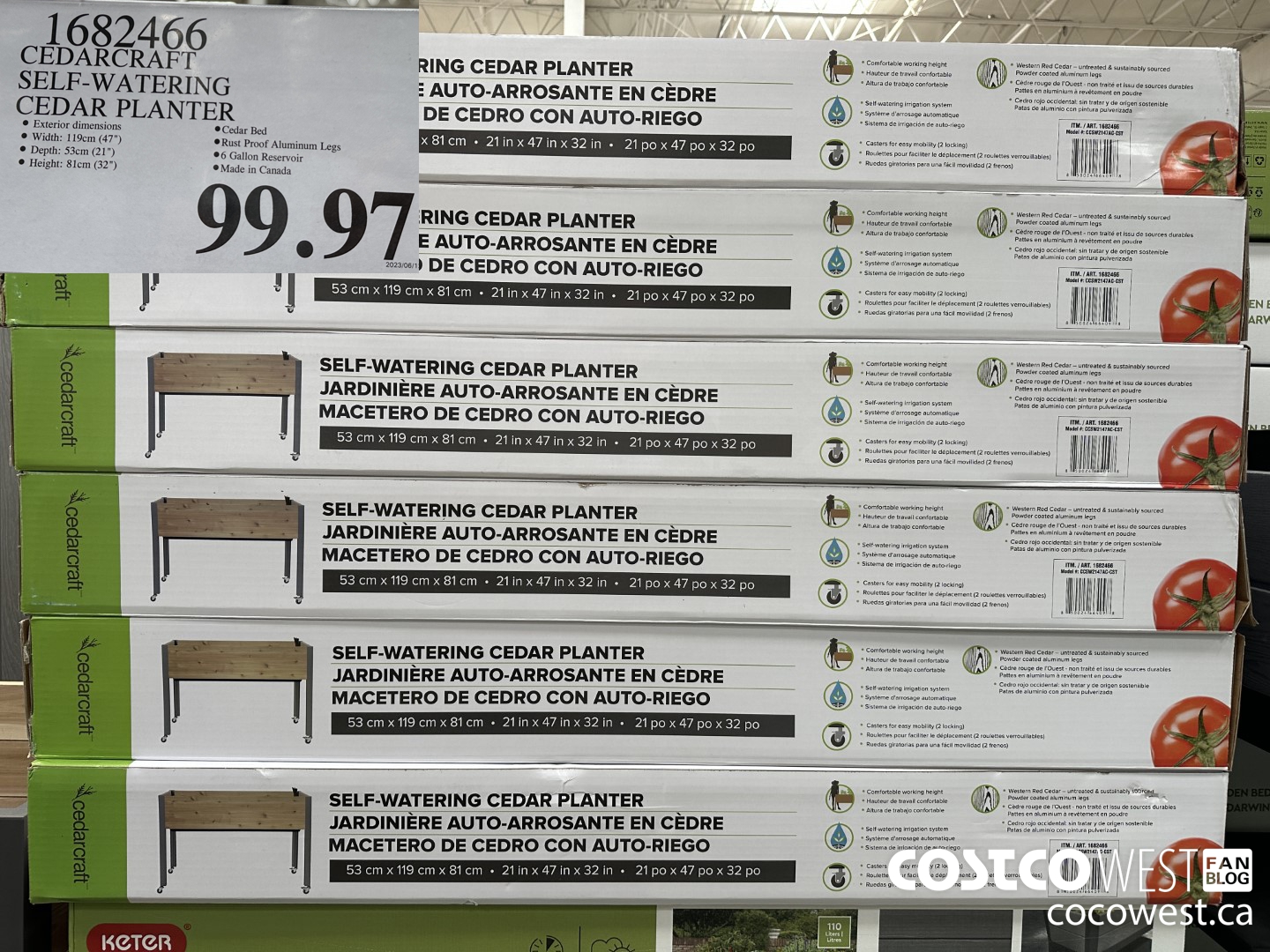 1682466 SELF-WATERING ELEVATED CEDAR PLANTER $99.97