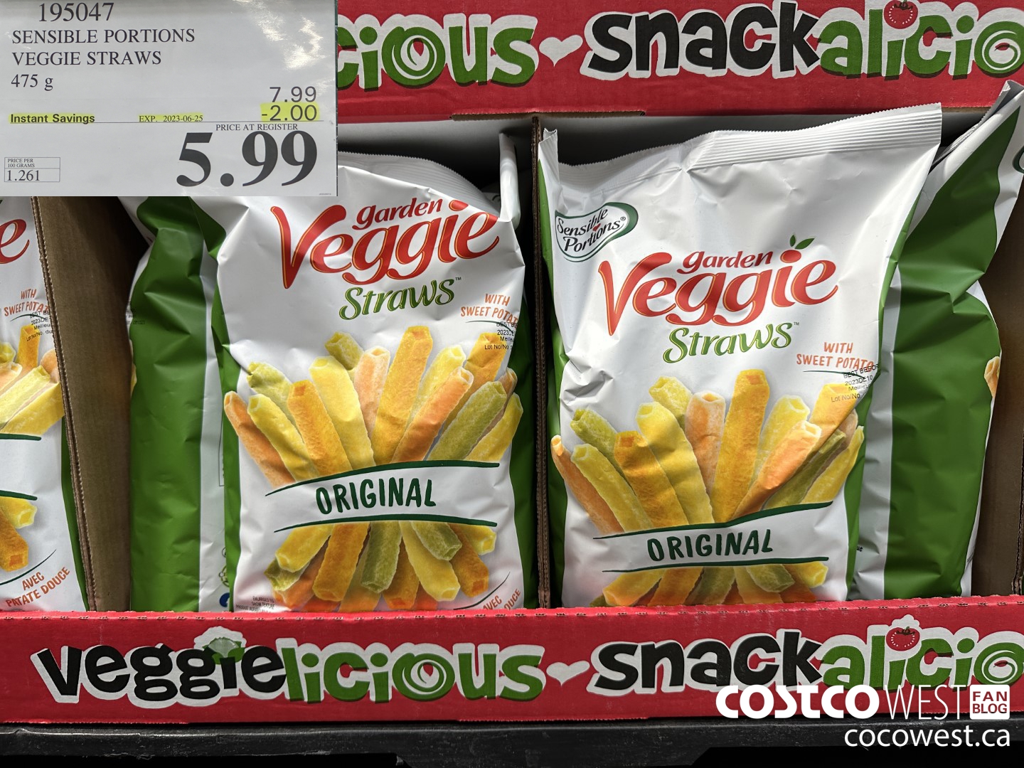 195047 SENSIBLE PORTIONS VEGGIE STRAWS 475 g ($2.00 INSTANT SAVINGS EXPIRES ON 2023-06-25) $5.99