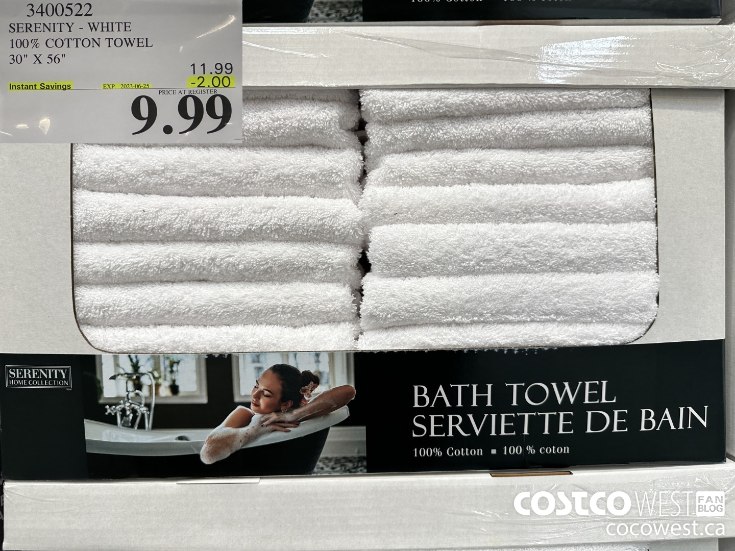 3400522 SERENITY WHITE 100% COTTON TOWEL 30