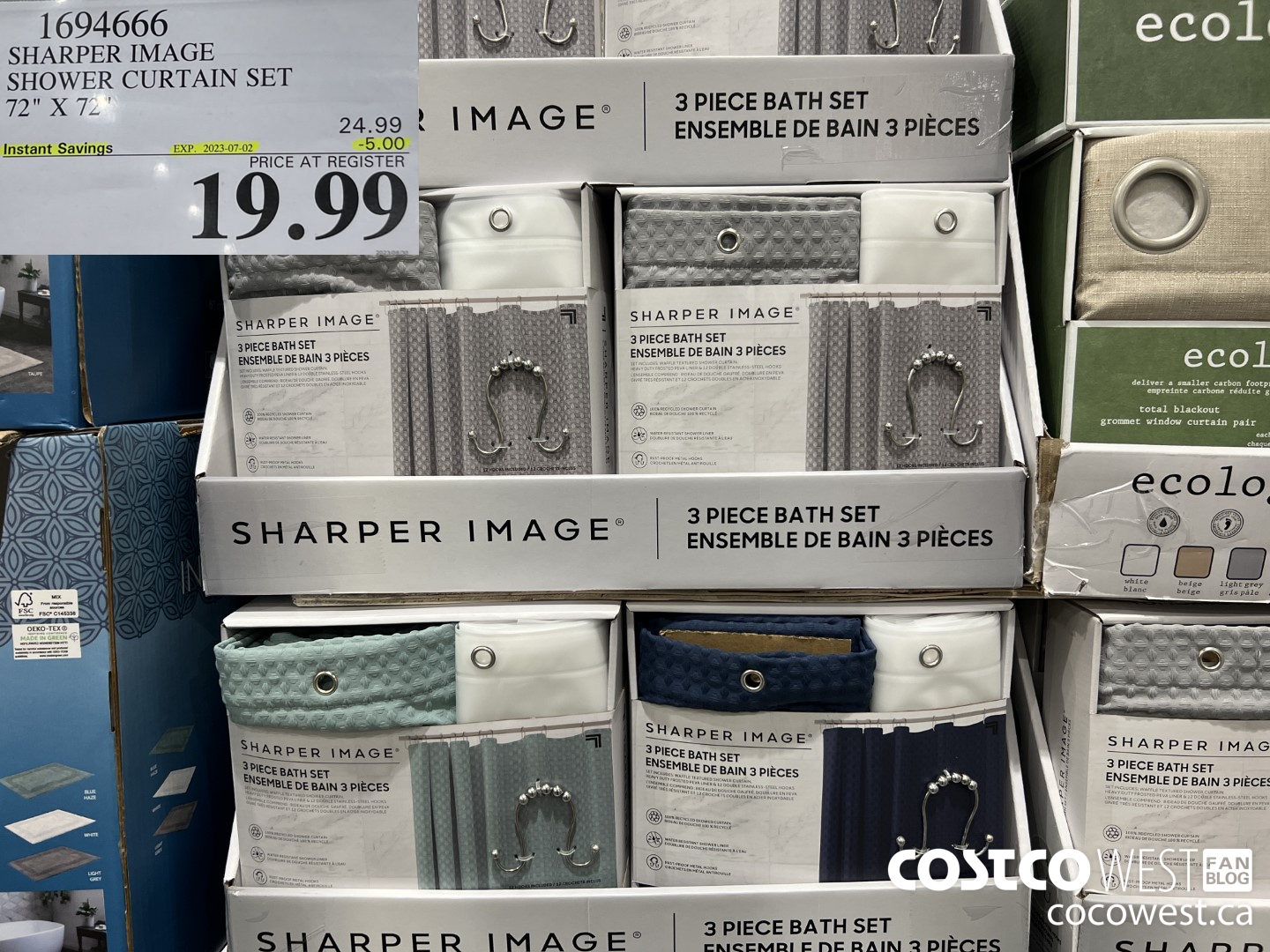 1694666 SHARPER IMAGE SHOWER CURTAIN SET 72