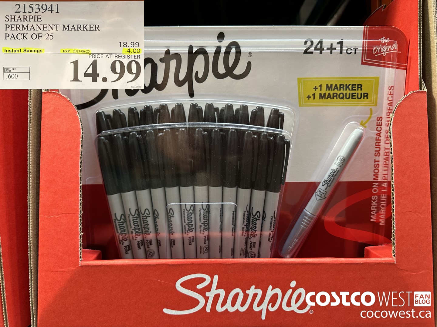 2153941 SHARPIE FINE POINT BLACK PACK OF 25 MARKERS ($4.00 INSTANT SAVINGS EXPIRES ON 2023-06-25) $14.99