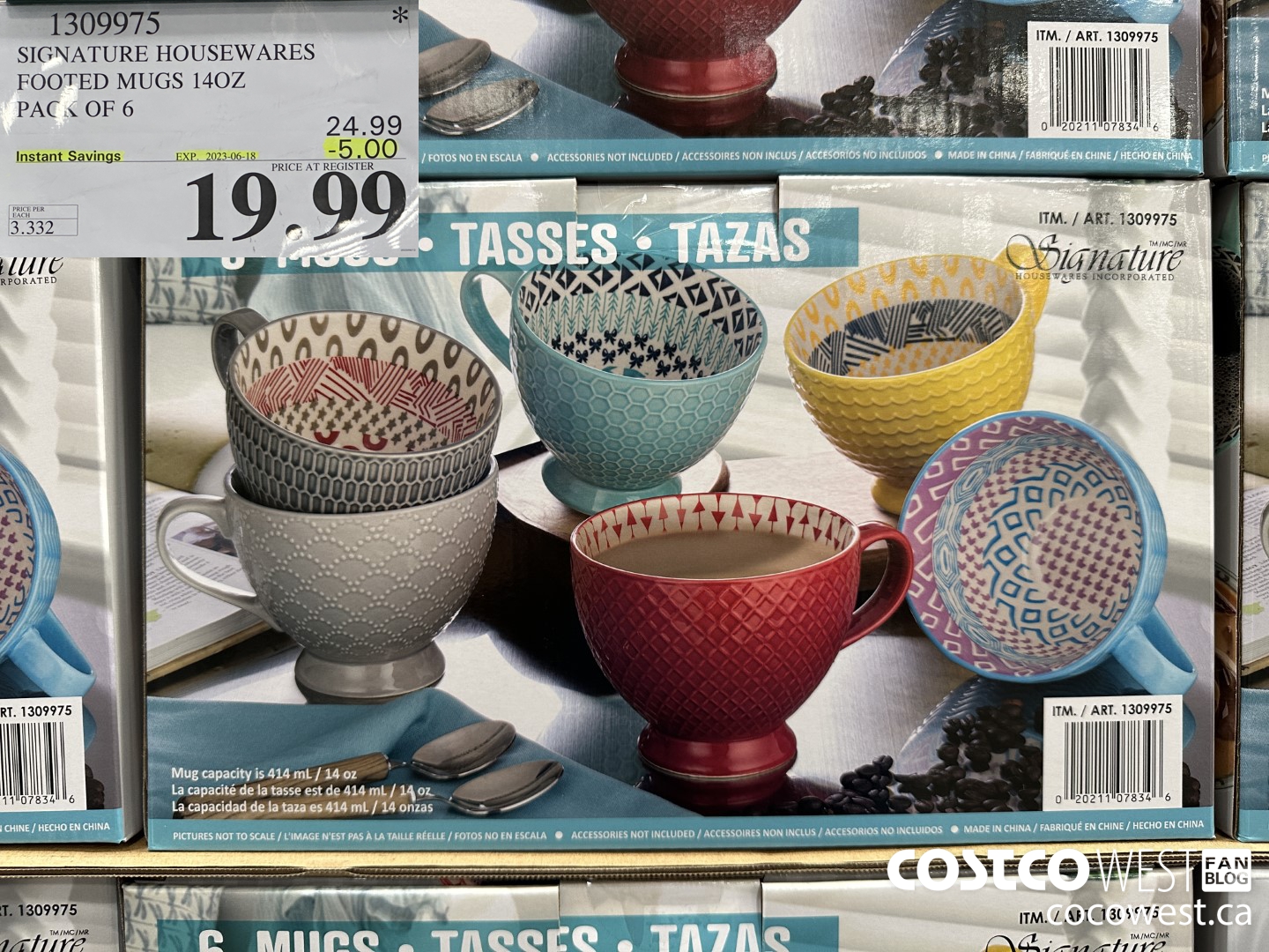 1309975 SIGNATURE HOUSEWARES FOOTED MUGS 140Z 6 PACK ($5.00 INSTANT SAVINGS EXPIRES ON 2023-06-18) $19.99