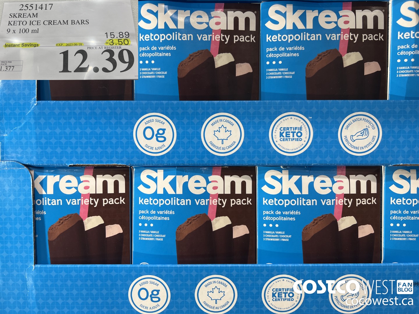 2551417 SKREAM KETO ICE CREAM BARS 9 x 100 ml ($3.50 INSTANT SAVINGS EXPIRES ON 2023-06-18) $12.39