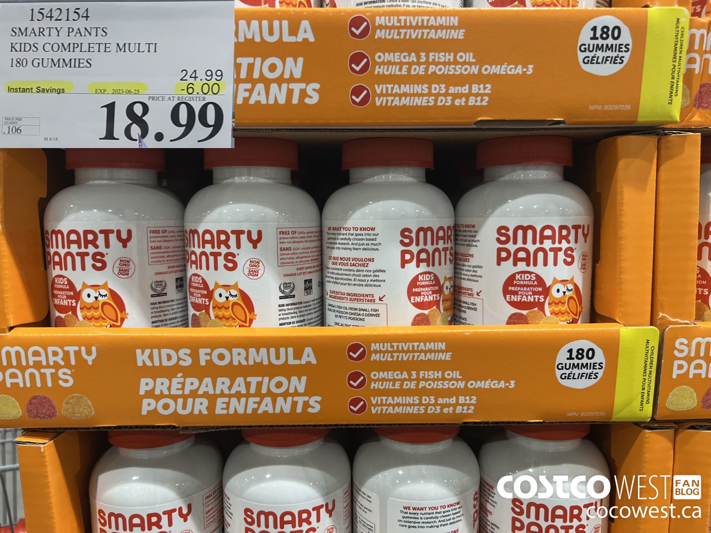 1542154 SMARTY PANTS KIDS COMPLETE MULTI 180 GUMMIES ($6.00 INSTANT SAVINGS EXPIRES ON 2023-06-25) $18.99