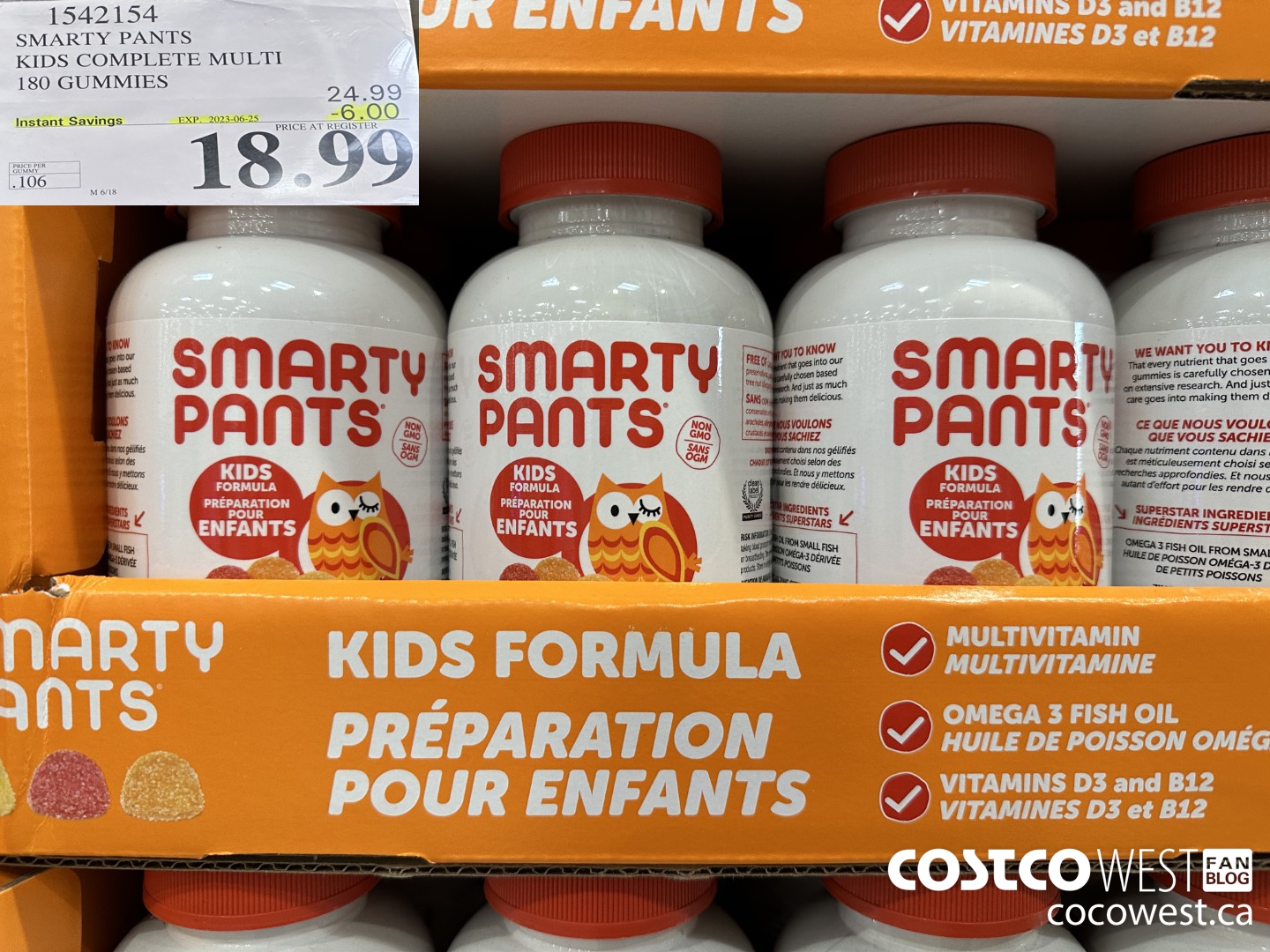 1542154 SMARTY PANTS KIDS COMPLETE MULTI 180 GUMMIES ($6.00 INSTANT SAVINGS EXPIRES ON 2023-06-25) $18.99