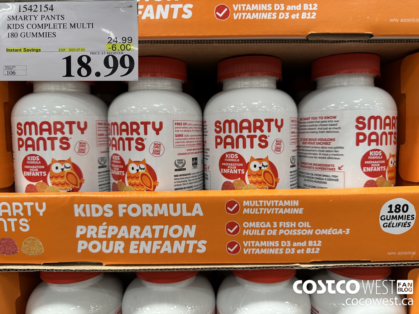 1542154 SMARTY PANTS KIDS COMPLETE MULTI 180 GUMMIES ($6.00 INSTANT SAVINGS EXPIRES ON 2023-07-02) $18.99