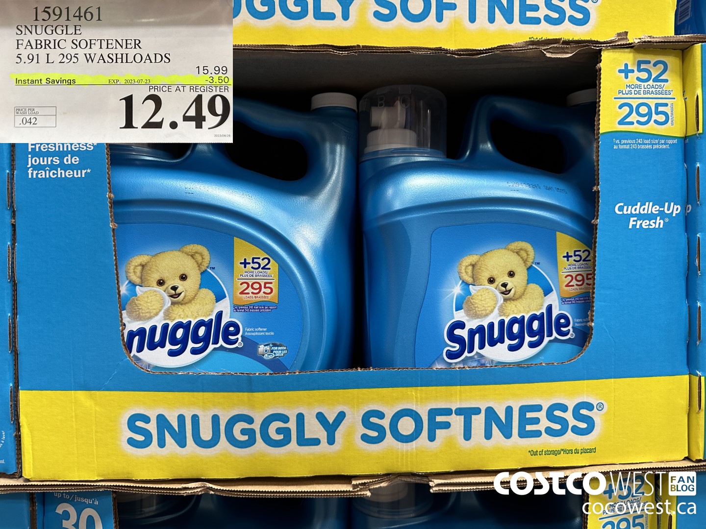1591461 SNUGGLE FABRIC SOFTENER 5.91 L 295 WASHLOADS ($3.50 INSTANT SAVINGS EXPIRES ON 2023-07-23) $12.49