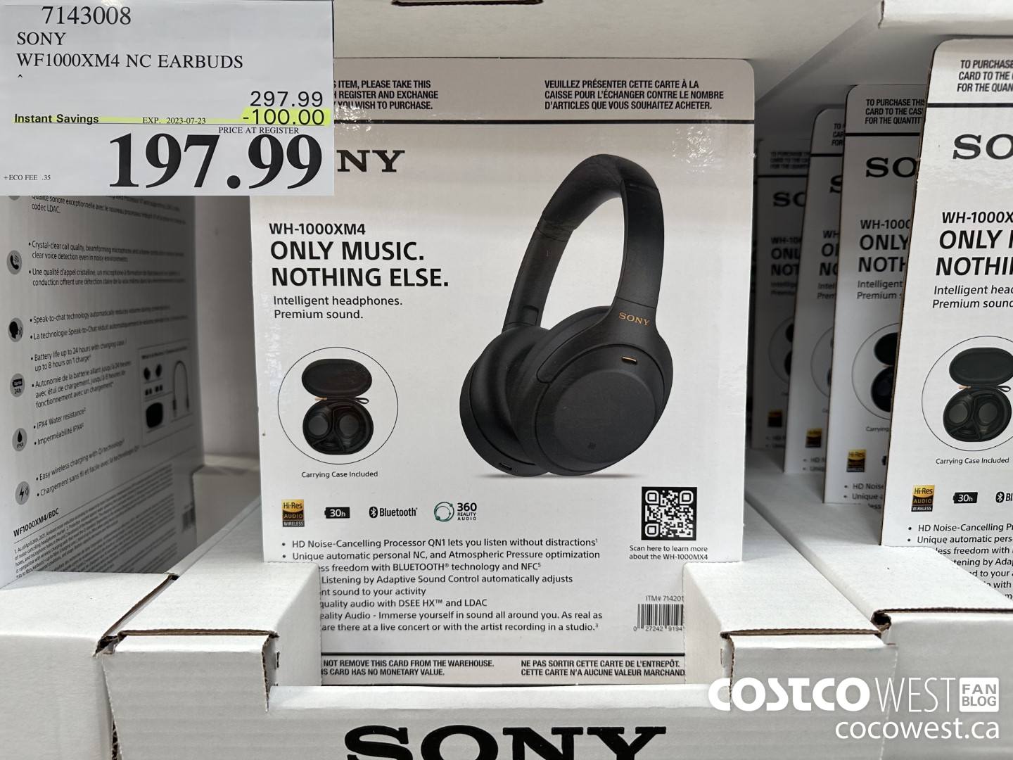 7143008 SONY WF1000XM4 NC EARBUDS ($100.00 INSTANT SAVINGS EXPIRES ON 2023-07-23) $197.99