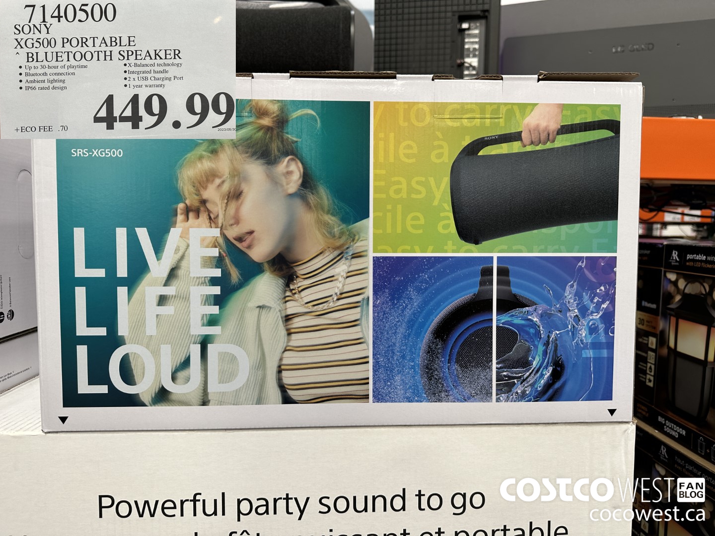 7140500 SONY XG500 PORTABLE BLUETOOTH SPEAKER $449.99