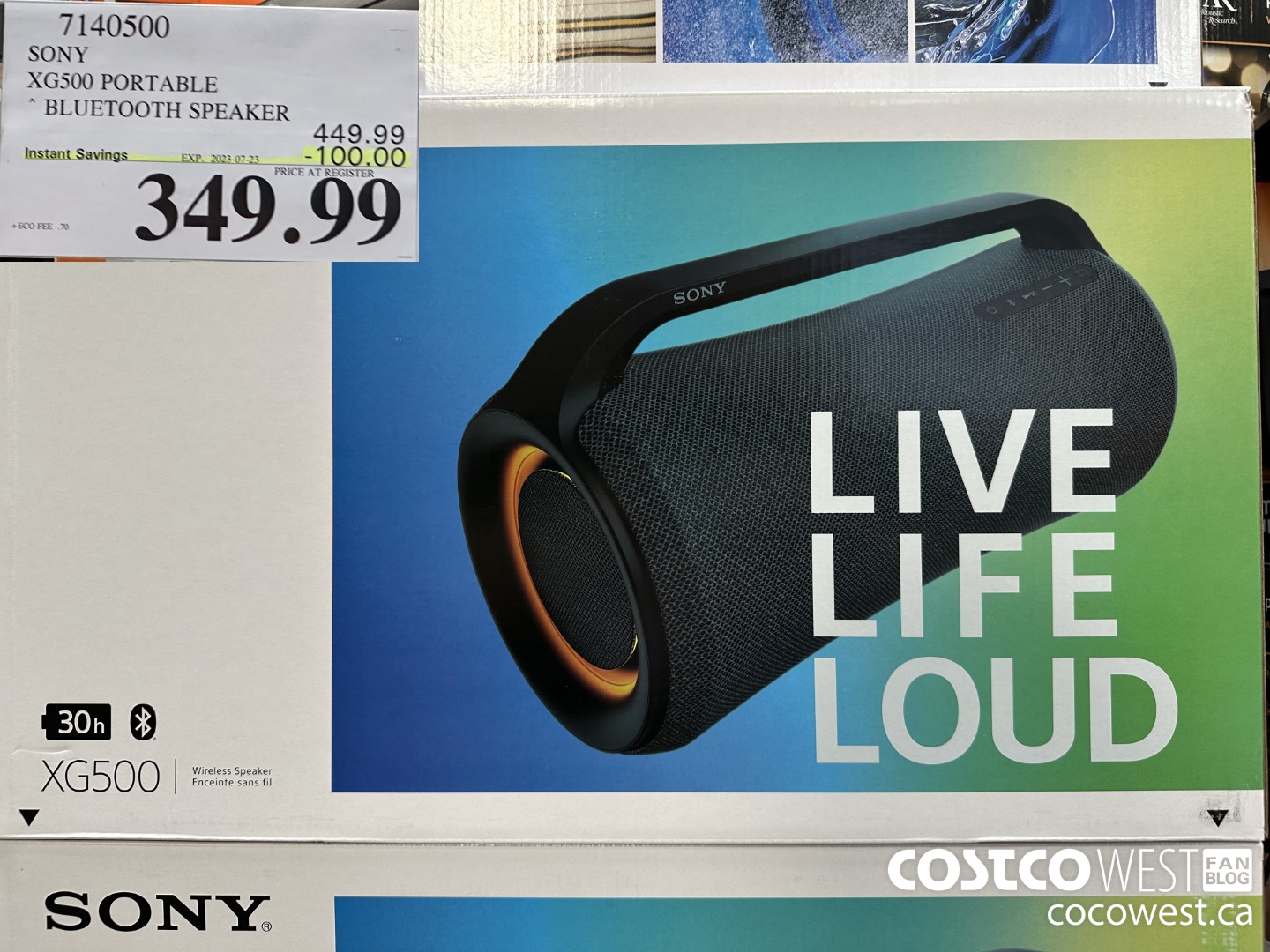 7140500 SONY XG500 PORTABLE BLUETOOTH SPEAKER ($100.00 INSTANT SAVINGS EXPIRES ON 2023-07-23) $349.99