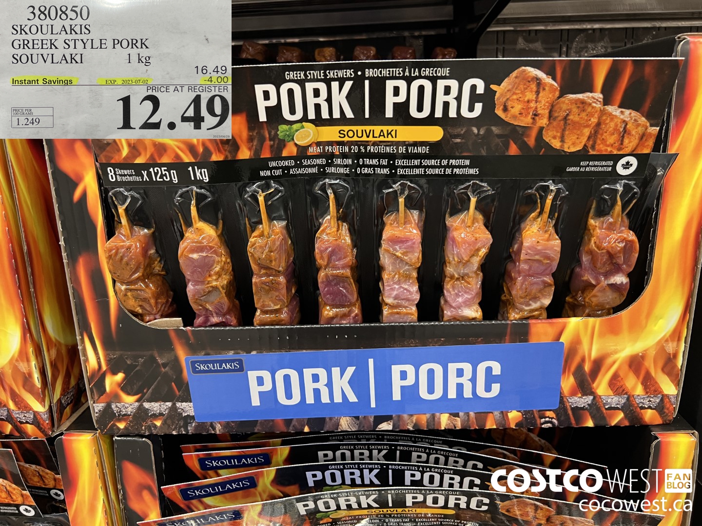 380850 SOUKLAKIS GREEK STYLE PORK SOUVLAKI 1KG ($4.00 INSTANT SAVINGS EXPIRES ON 2023-07-02) $12.49