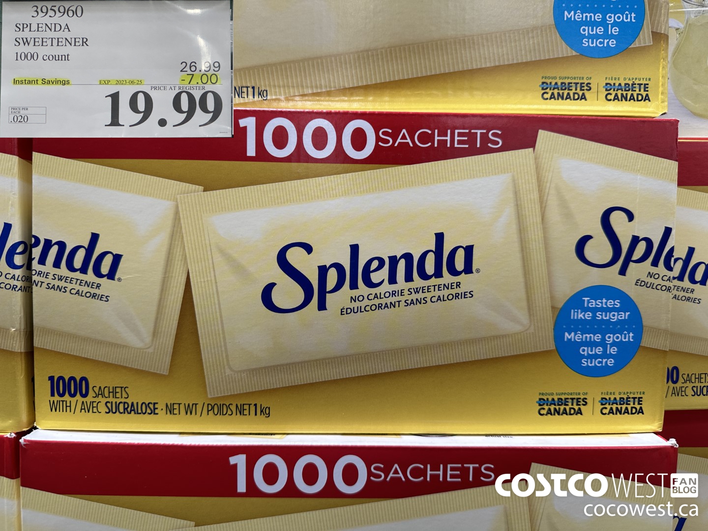 395960 SPLENDA SWEETENER 1000 COUNT ($7.00 INSTANT SAVINGS EXPIRES ON 2023-06-25) $19.99