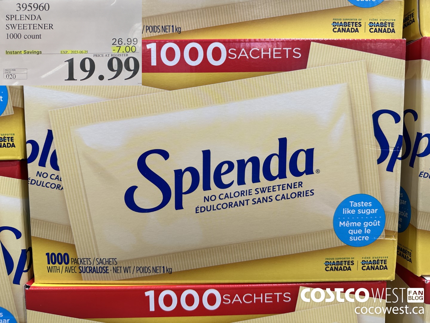 395960 SPLENDA SWEETENER 1000 COUNT ($7.00 INSTANT SAVINGS EXPIRES ON 2023-06-25) $19.99