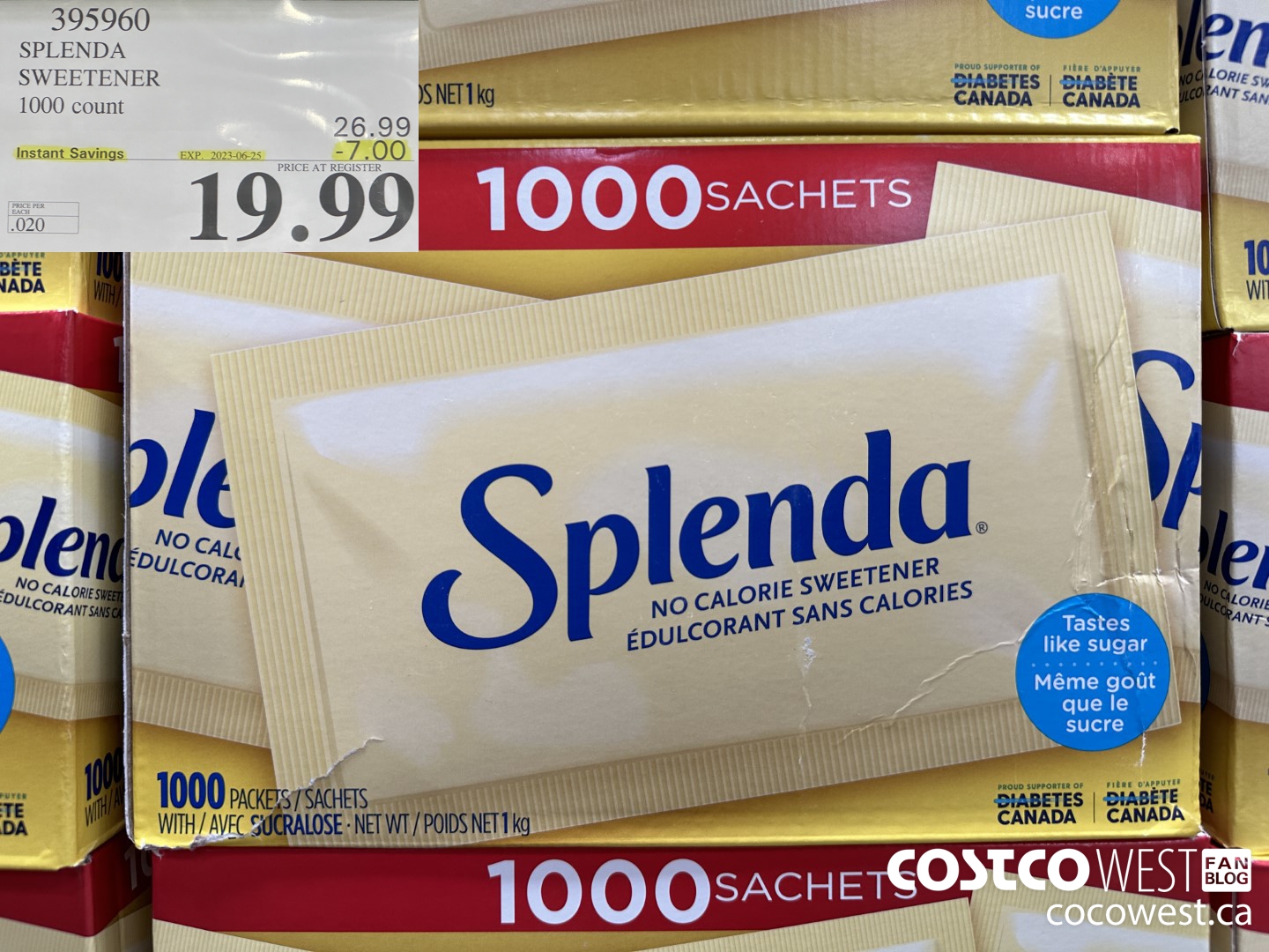 395960 SPLENDA SWEETENER 1000 COUNT ($7.00 INSTANT SAVINGS EXPIRES ON 2023-06-25) $19.99
