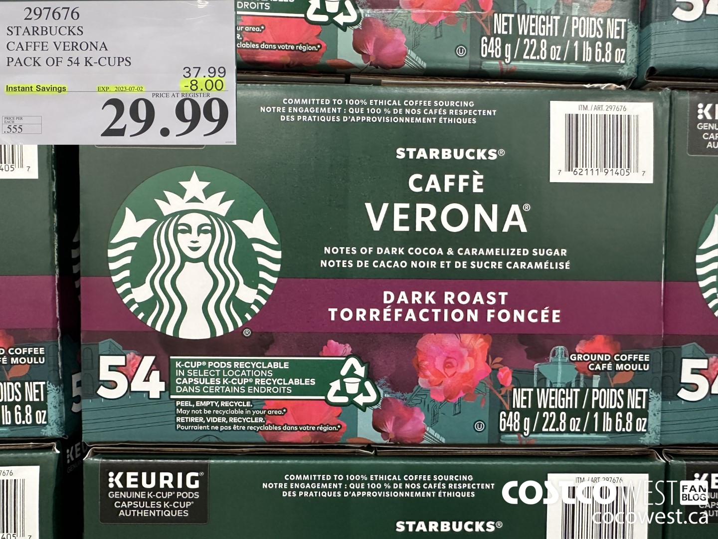 297676 STARBUCKS CAFFE VERONA K-CUPS 54 COUNT ($8.00 INSTANT SAVINGS EXPIRES ON 2023-07-02) $29.99