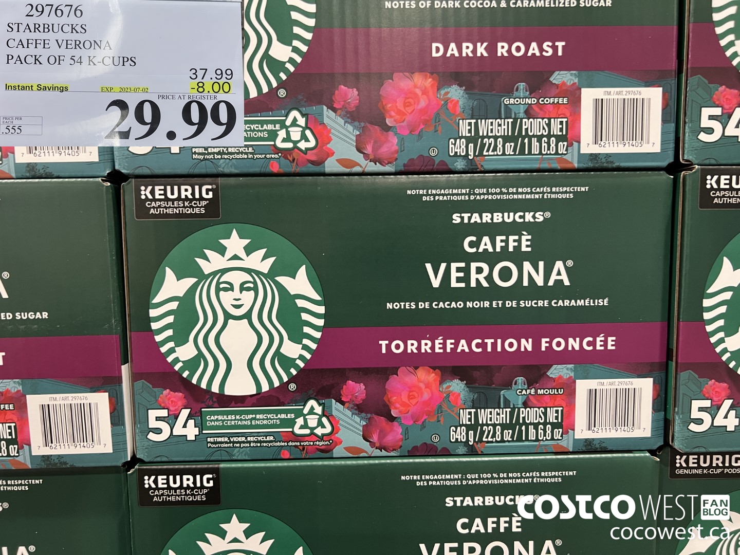 297676 STARBUCKS CAFFE VERONA K-CUPS 54 COUNT ($8.00 INSTANT SAVINGS EXPIRES ON 2023-07-02) $29.99