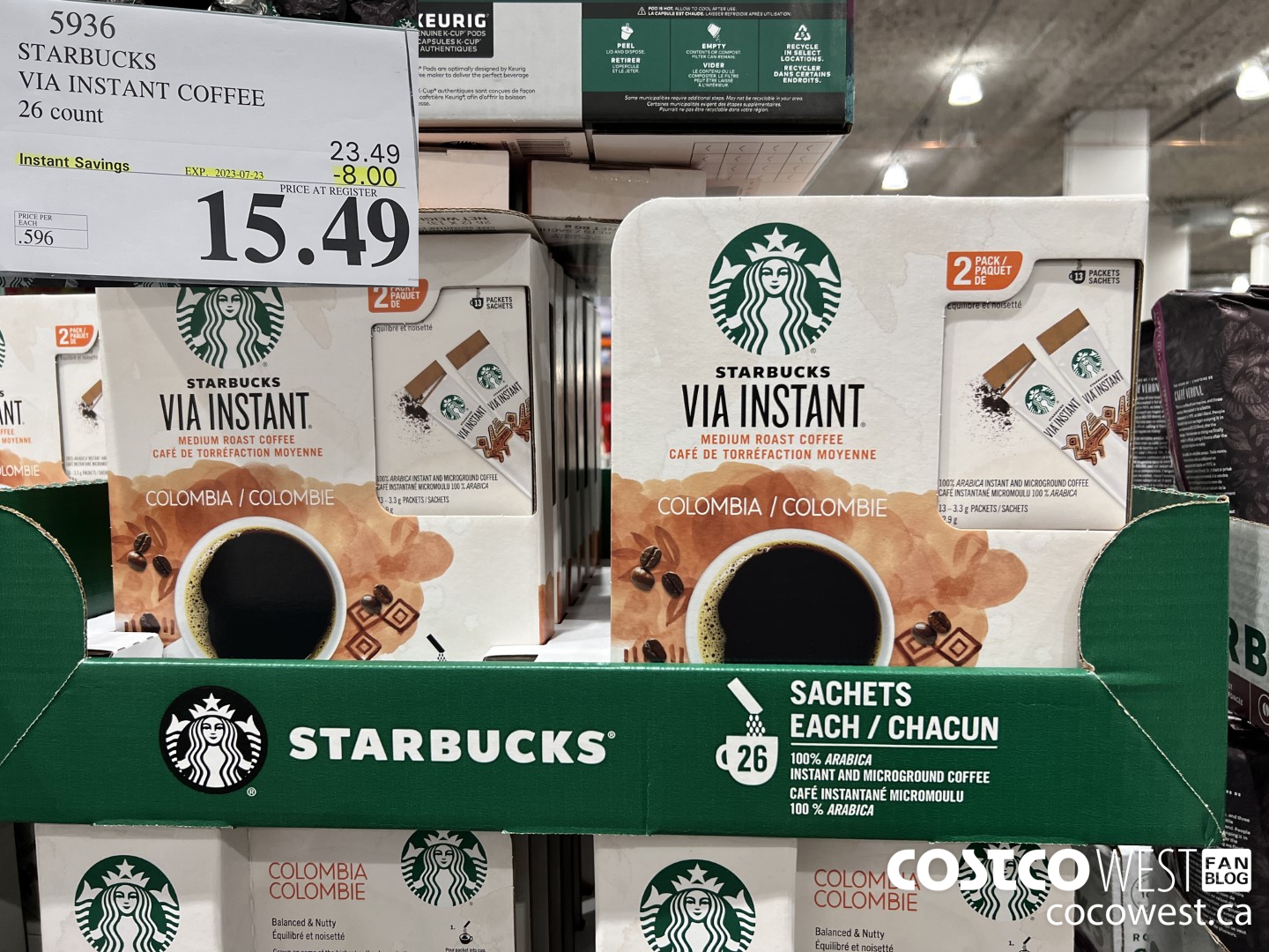 5936 STARBUCKS VIA INSTANT COFFEE 26 CT ($8.00 INSTANT SAVINGS EXPIRES ON 2023-07-23) $15.49