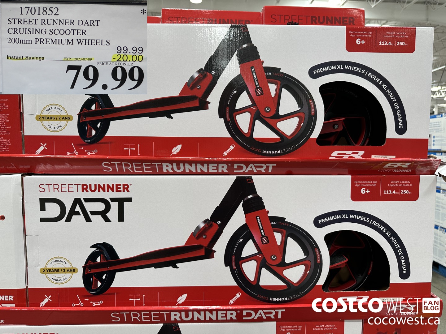 1701852 STREET RUNNER DART CRUISING SCOOTER 200MM PREMIUM WHEELS ($20.00 INSTANT SAVINGS EXPIRES ON 2023-07-09) $79.99