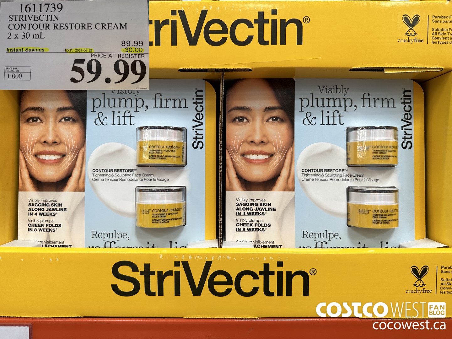 1611739 STRIVECTIN CONTOUR RESTORE CREAM 2 X 30 ML ($30.00 INSTANT SAVINGS EXPIRES ON 2023-06-18) $59.99