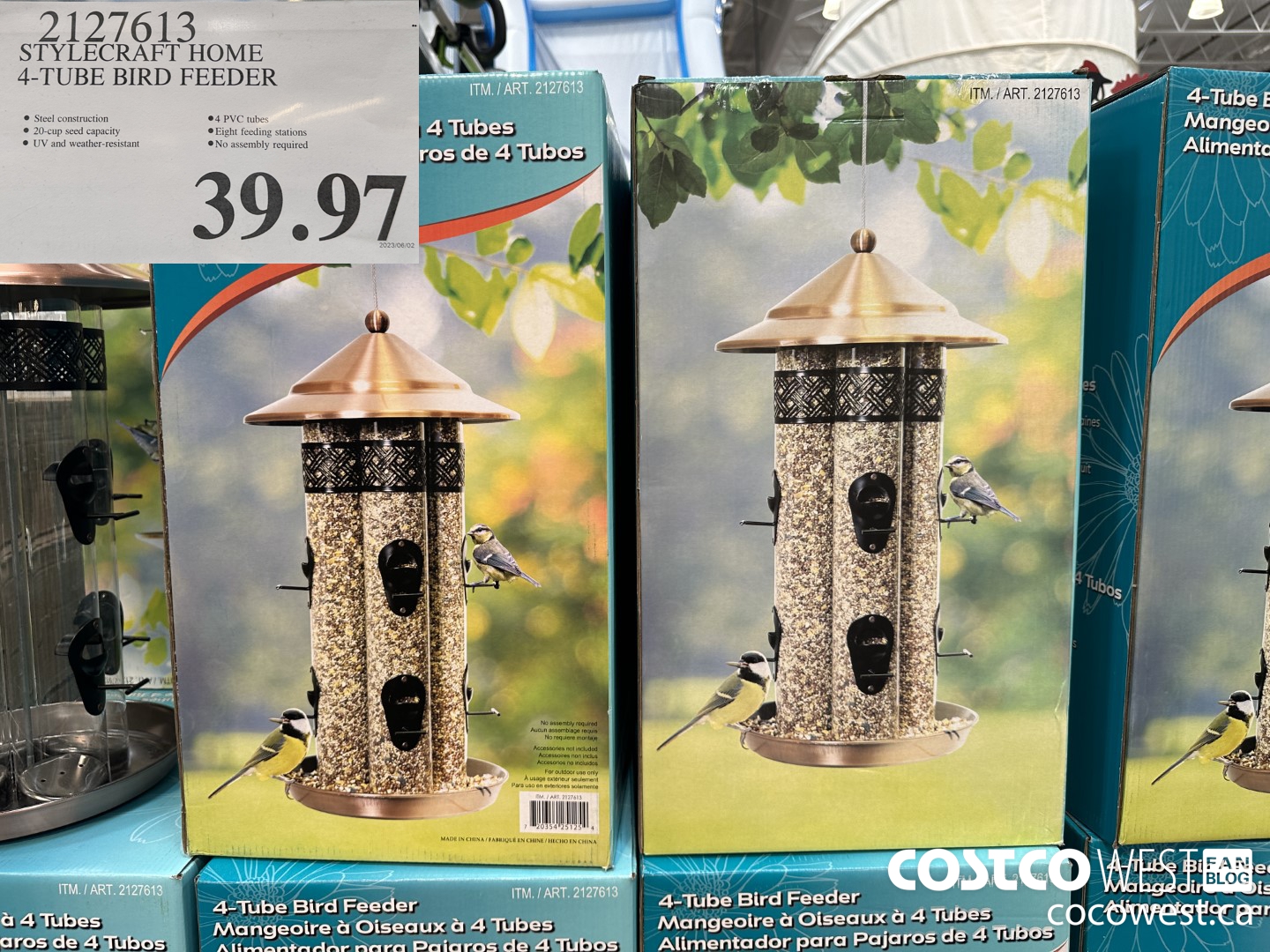 2127613 STYLECRAFT HOME 4-TUBE BIRD FEEDER $39.97