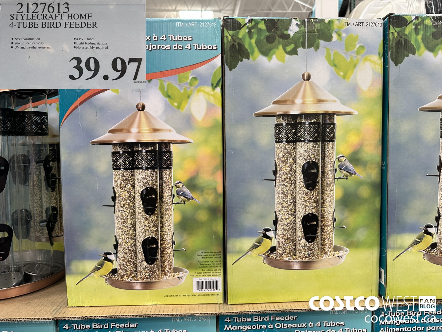 2127613 STYLECRAFT HOME 4-TUBE BIRD FEEDER $39.97