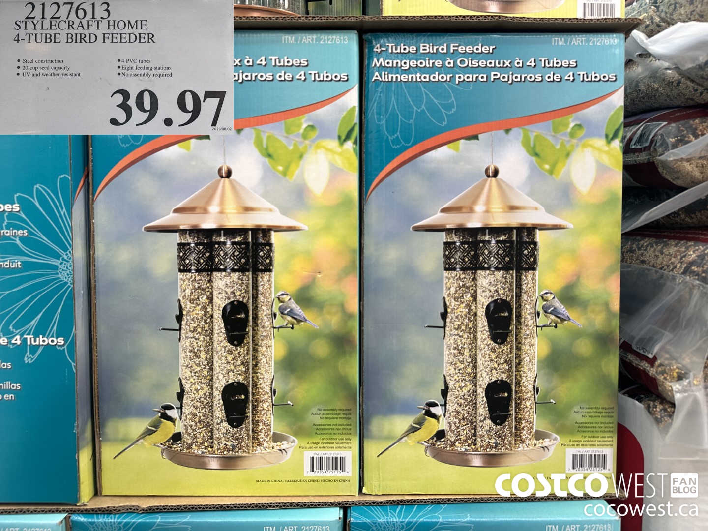 2127613 STYLECRAFT HOME 4-TUBE BIRD FEEDER $39.97