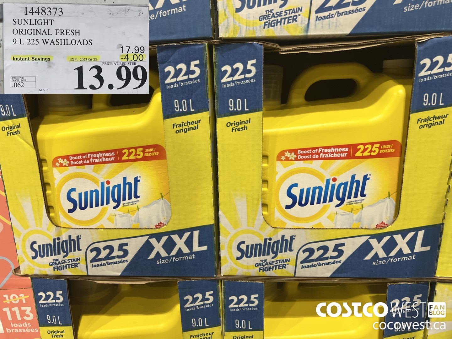 1448373 SUNLIGHT ORIGINAL FRESH 9 L 225 WASHLOADS ($4.00 INSTANT SAVINGS EXPIRES ON 2023-06-25) $13.99