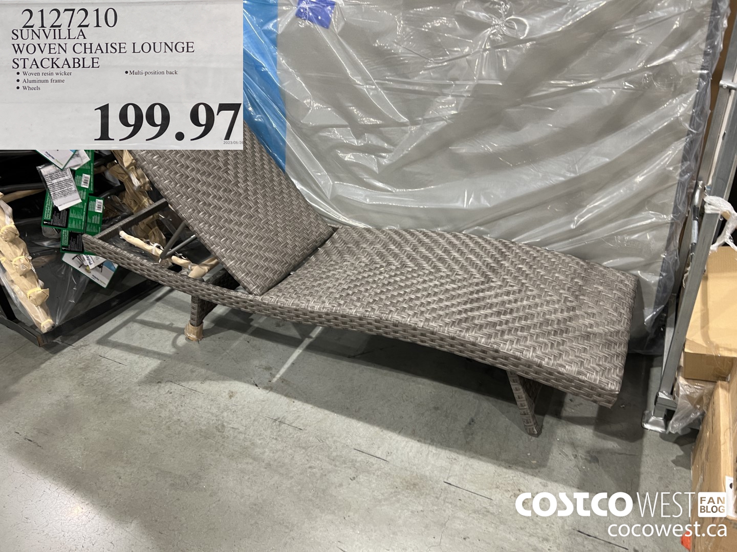 2127210 SUNVILLA WOVEN CHAISE LOUNGE WITH WHEELS $199.97