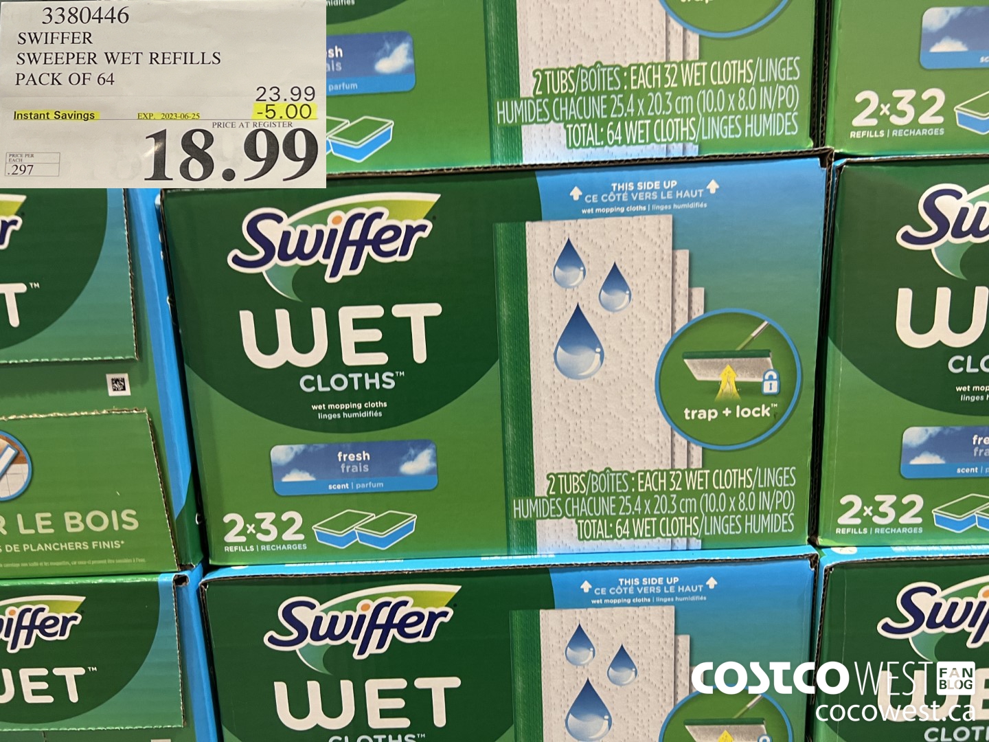 3380446 SWIFFER SWEEPER WET REFILLS PACK OF 64 ($5.00 INSTANT SAVINGS EXPIRES ON 2023-06-25) $18.99