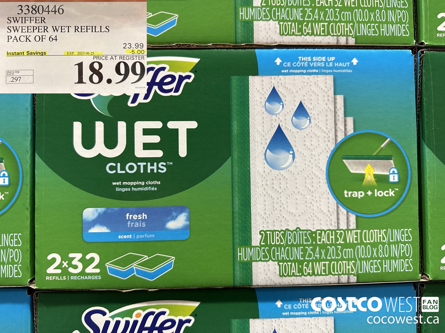 3380446 SWIFFER SWEEPER WET REFILLS PACK OF 64 ($5.00 INSTANT SAVINGS EXPIRES ON 2023-06-25) $18.99