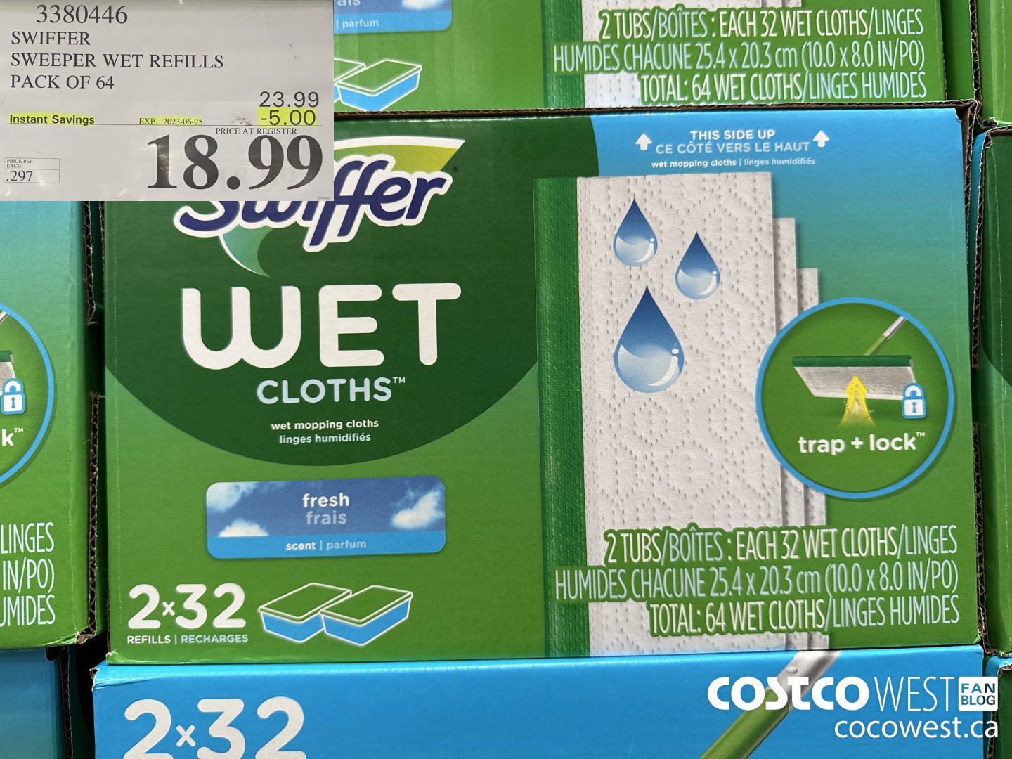 3380446 SWIFFER SWEEPER WET REFILLS PACK OF 64 ($5.00 INSTANT SAVINGS EXPIRES ON 2023-06-25) $18.99