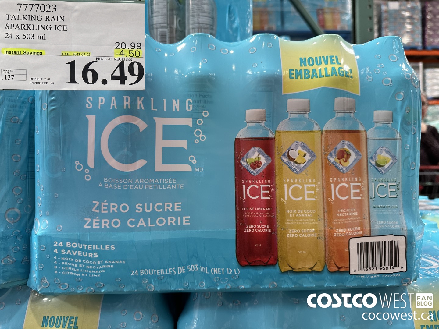 7777023 TALKING RAIN SPARKLING ICE 24 X 503ML ($4.50 INSTANT SAVINGS EXPIRES ON 2023-07-02) $16.49