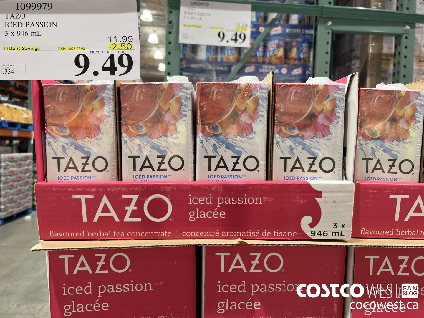 1099979 TAZO ICED PASSION 3 x 946 mL ($2.50 INSTANT SAVINGS EXPIRES ON 2023-07-02) $9.49
