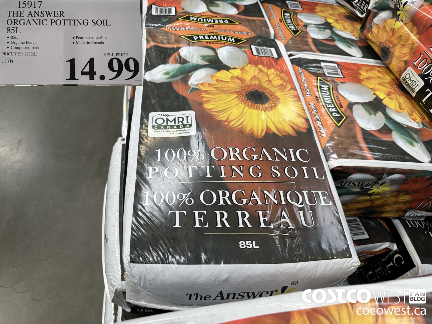 15917 THE ANSWER ORGANIC POTTING SOIL 85 L $14.99