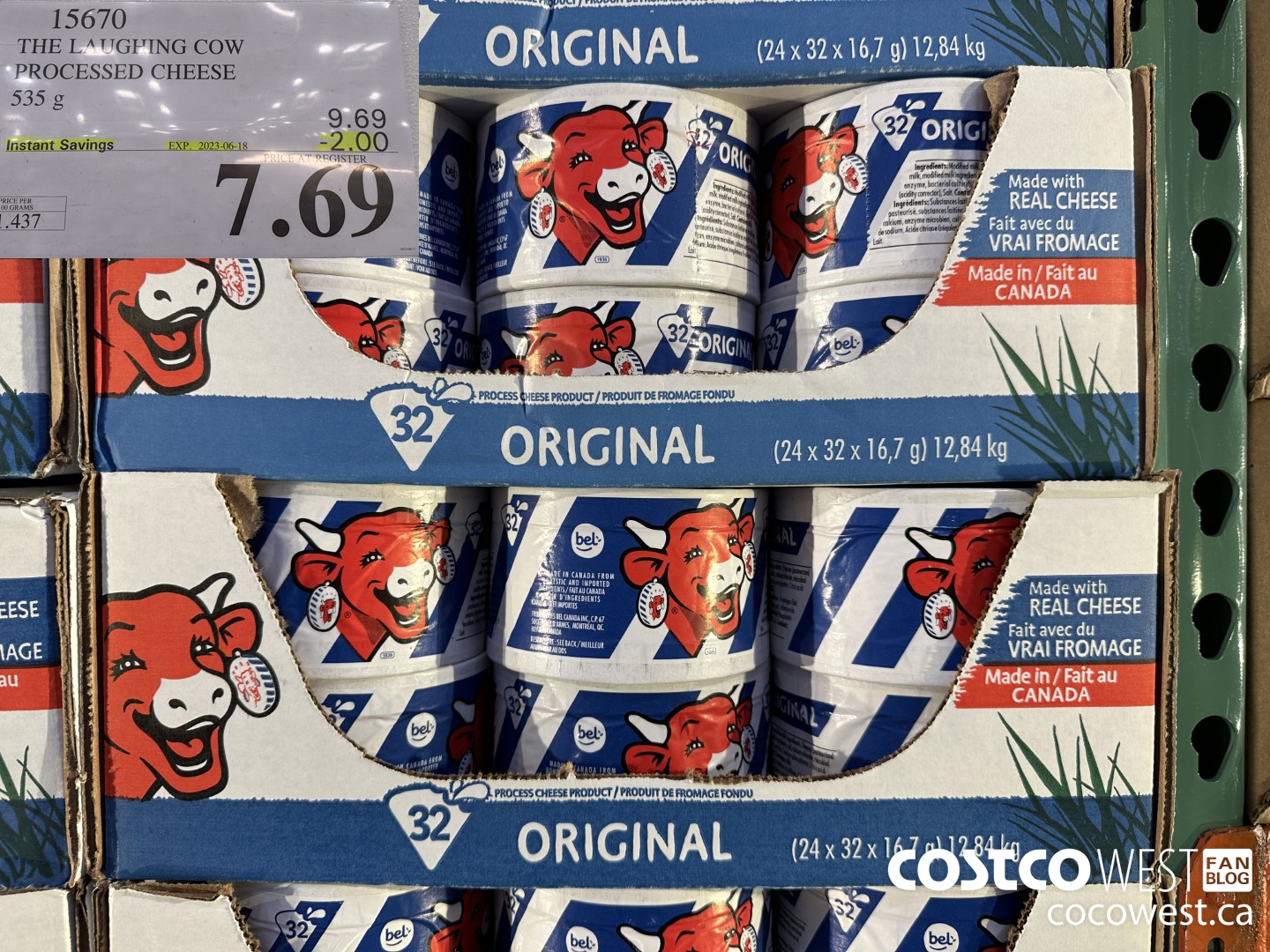 15670 THE LAUGHING COW PROCESSED CHEESE 535 g ($2.00 INSTANT SAVINGS EXPIRES ON 2023-06-18) $7.69