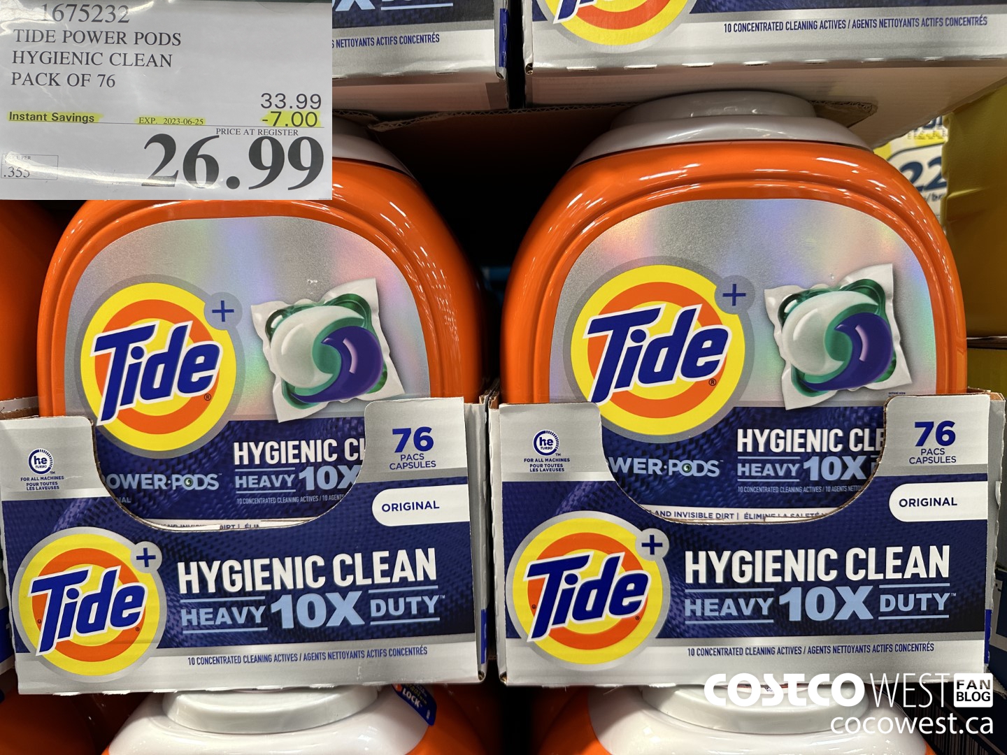 1675232 TIDE POWER PODS HYGIENIC CLEAN PACK OF 76 ($7.00 INSTANT SAVINGS EXPIRES ON 2023-06-25) $26.99