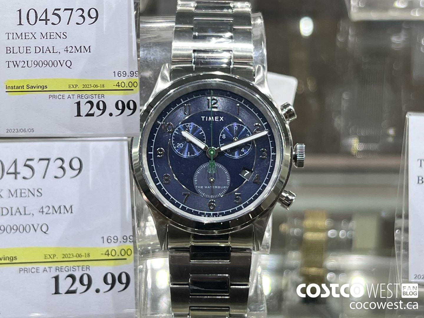 1045739 TIMEX MENS BLUE DIAL, 42MM TW2U90900VQ ($40.00 INSTANT SAVINGS EXPIRES ON 2023-06-18) $129.99