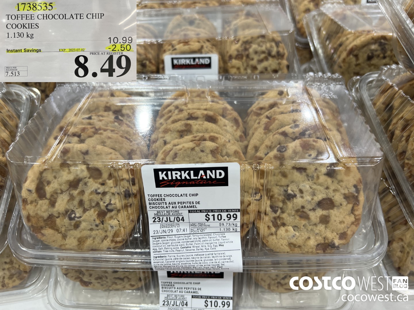 1738535 TOFFEE CHOCOLATE CHIP COOKIES 1.130KG ($2.50 INSTANT SAVINGS EXPIRES ON 2023-07-02) $8.49